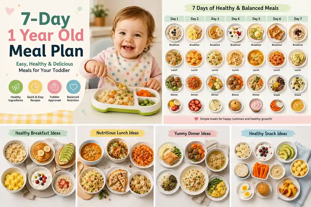 1 Year Old Meal Plan: A Healthy 7-Day Guide for Growing Toddlers 2 7-day toddler meal plan infographic