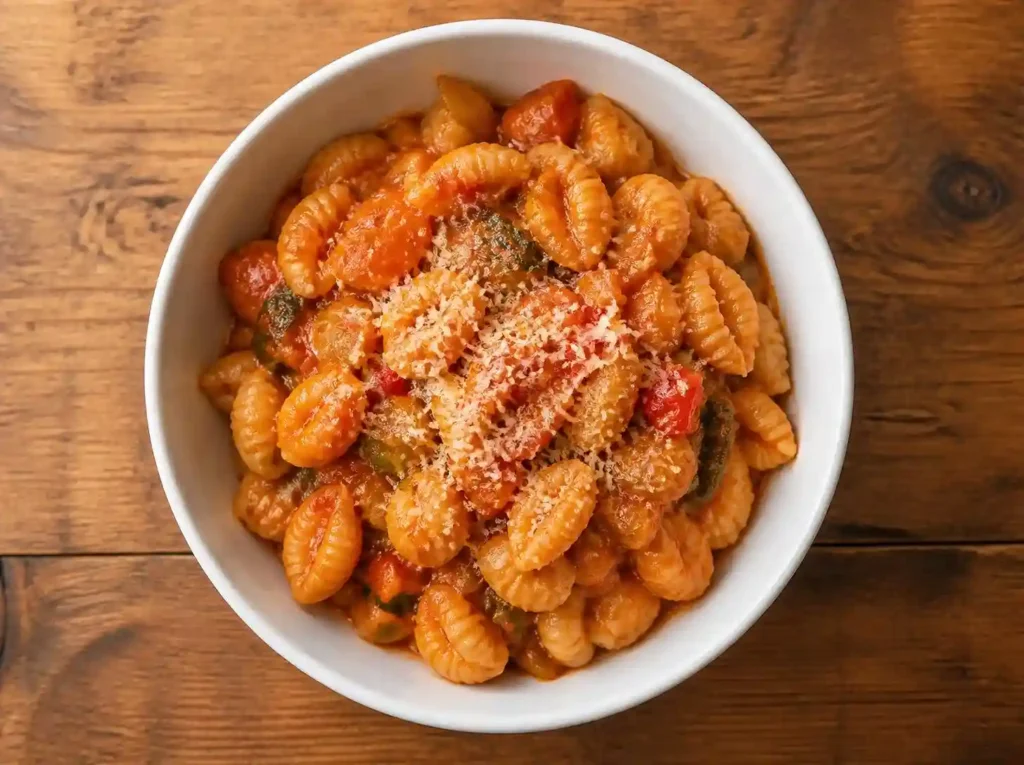 Toddler Dinner Ideas: 50+ Easy, Healthy Meals the Whole Family Will Love 3 soft small pasta shapes with hidden
vegetable tomato sauce in white bowl,