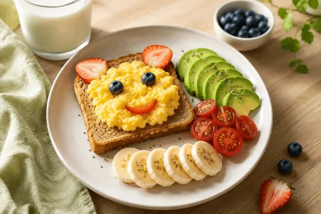 1 Year Old Meal Plan: A Healthy 7-Day Guide for Growing Toddlers 3 Smiley face breakfast with fresh fruit