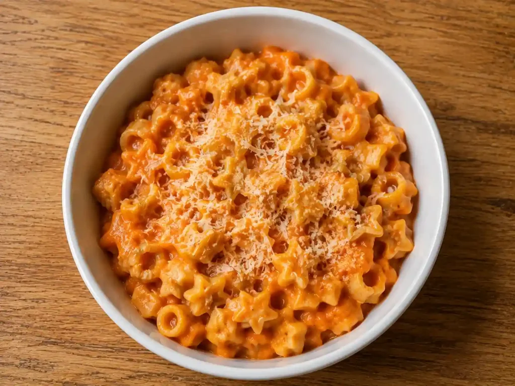 2 Year Old Meal Plan: A Complete 7-Day Guide for Busy Parents 4 small pasta shapes with rich orange hidden vegetable tomato sauce