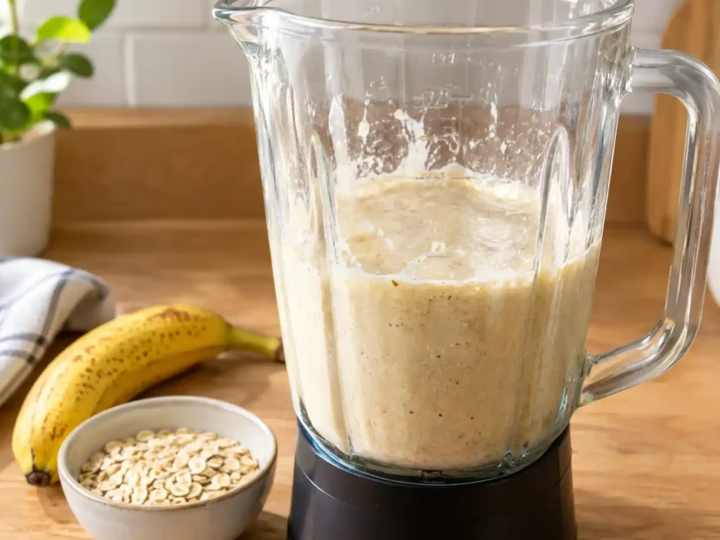 Banana Oat Pancakes for Toddlers (Easy Blender Recipe) 1 Banana Oat Pancake Batter Prep