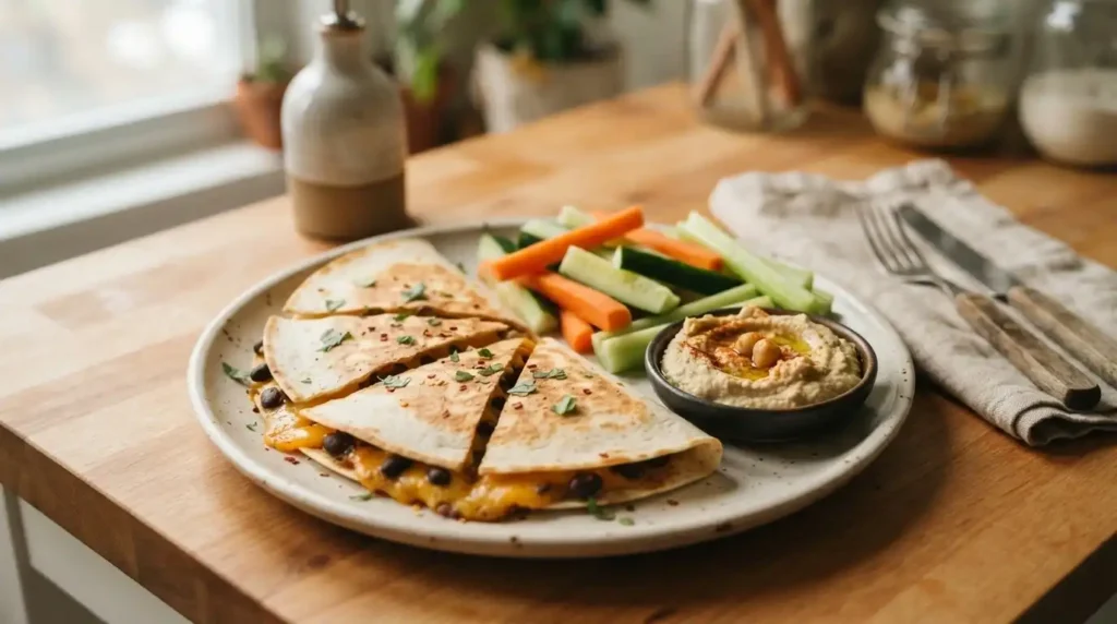3 Year Old Meal Plan: A Complete 7-Day Guide for Busy Parents 3 Quesadilla and veggies on plate