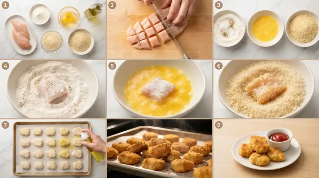 Homemade Chicken Nuggets for Toddlers (Baked, Freezer-Friendly) 4 Storyboard for chicken nuggets