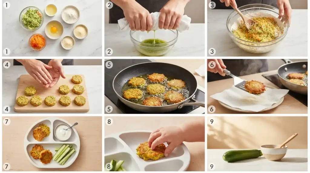 Toddler Veggie Fritters (Baked or Pan-Fried, Freezer-Friendly) 2 Storyboard of toddler veggie fritters