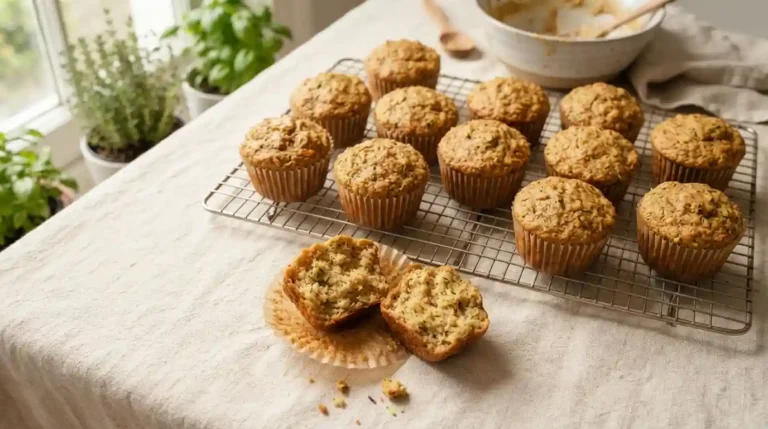 Home 7 golden brown zucchini muffins for toddlers on cooling rack