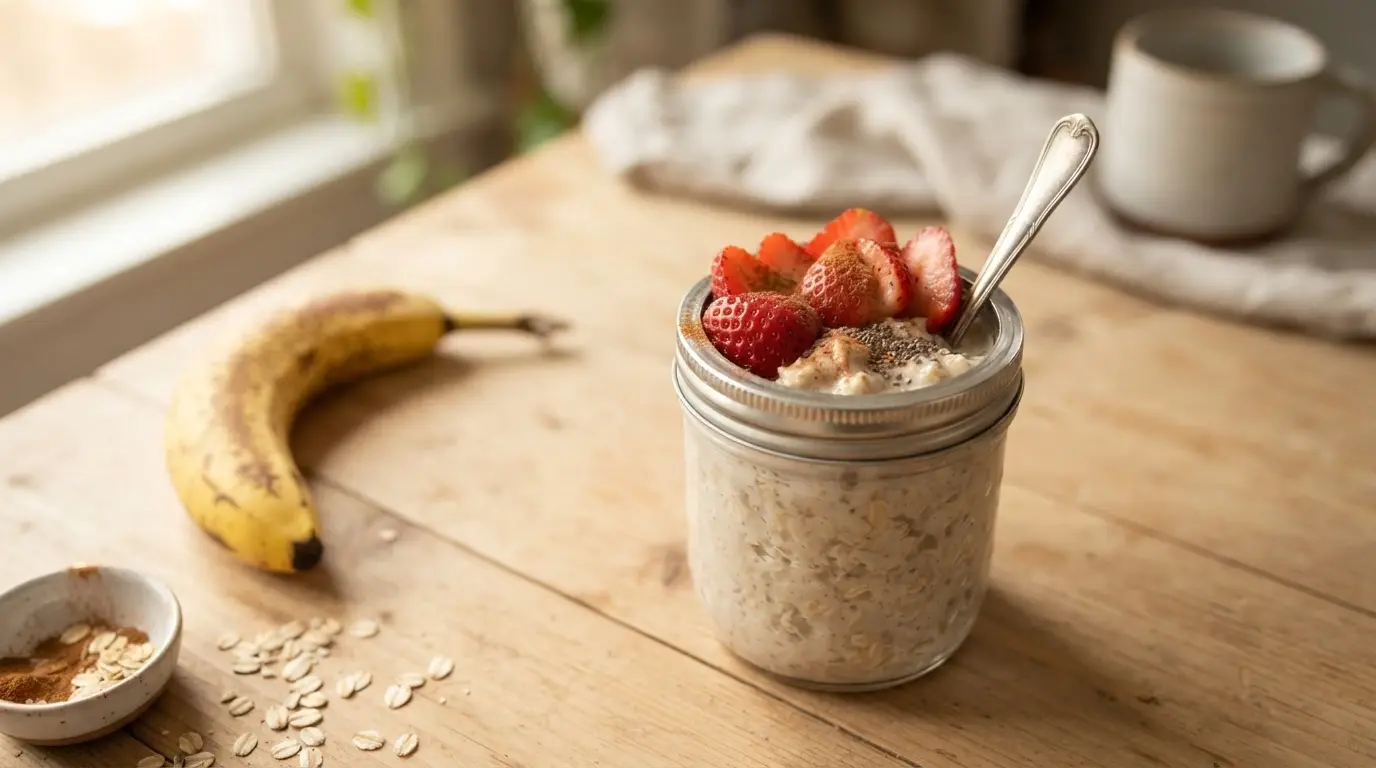 Easy Toddler Overnight Oats (No-Cook Make-Ahead Recipe) 3 jar with toddler overnight oats